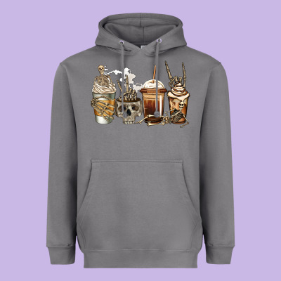 Skeleton Coffee Heavyweight Hoodie Designed By Jasminsmagicworld