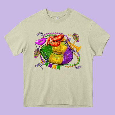 Mardi Gras Lips Olivia Heavy Core Tee Designed By Oliviacreatesart