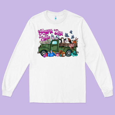 Happy Easter Day Truck Long Sleeve Tee Designed By Cowhidedigitalart