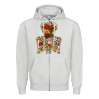 Dove Grey flower skeleton Zipper Hoodie - RanaPortraitStore