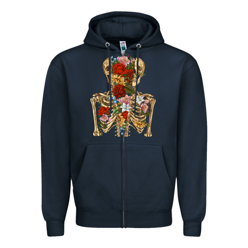 Flower Skeleton Zipper Hoodie by RanaPortraitStore | Teevron