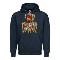 Navy flower skeleton Zipper Hoodie - RanaPortraitStore