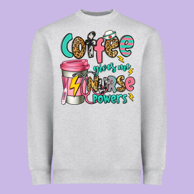 Coffee Gives Me Nurse Powers Heavyweight Sweatshirt Designed By Jasminsmagicworld