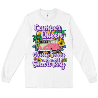 White camp camping camper queen classy sassy and a bit smart assycamper camp Long Sleeve Tee - linhVisuals