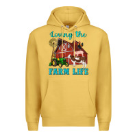 Antique Gold western loving the farm life barn cow pig rooster tractor wind wheel Premium Hoodie - Artiststas