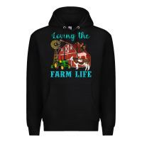 Black western loving the farm life barn cow pig rooster tractor wind wheel Premium Hoodie - Artiststas