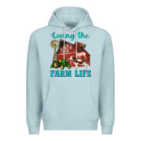 Blue Mist western loving the farm life barn cow pig rooster tractor wind wheel Premium Hoodie - Artiststas