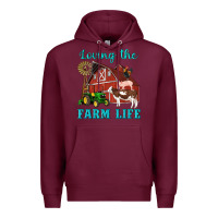 Burgundy western loving the farm life barn cow pig rooster tractor wind wheel Premium Hoodie - Artiststas