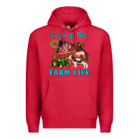 Cardinal western loving the farm life barn cow pig rooster tractor wind wheel Premium Hoodie - Artiststas