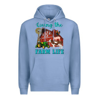 Colony Blue western loving the farm life barn cow pig rooster tractor wind wheel Premium Hoodie - Artiststas