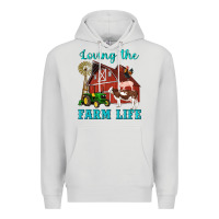 Dove Grey western loving the farm life barn cow pig rooster tractor wind wheel Premium Hoodie - Artiststas