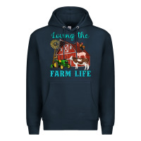 Navy western loving the farm life barn cow pig rooster tractor wind wheel Premium Hoodie - Artiststas