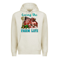 Oatmeal Heather western loving the farm life barn cow pig rooster tractor wind wheel Premium Hoodie - Artiststas