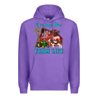 Purple western loving the farm life barn cow pig rooster tractor wind wheel Premium Hoodie - Artiststas
