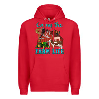 Red western loving the farm life barn cow pig rooster tractor wind wheel Premium Hoodie - Artiststas