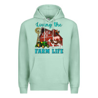 Seafoam western loving the farm life barn cow pig rooster tractor wind wheel Premium Hoodie - Artiststas