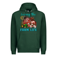Sports Green western loving the farm life barn cow pig rooster tractor wind wheel Premium Hoodie - Artiststas