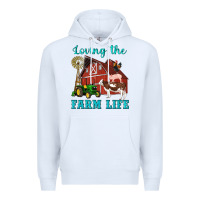 White western loving the farm life barn cow pig rooster tractor wind wheel Premium Hoodie - Artiststas