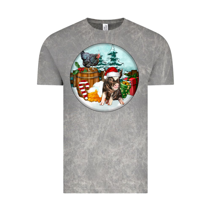Christmas Pig With Chicken Vintage Tee by FaDigitalArtStudio | Teevron