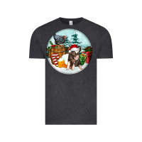 Vintage Black Christmas Pig With Chicken Vintage Tee - FaDigitalArtStudio