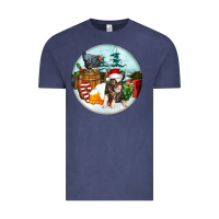 Vintage Denim Christmas Pig With Chicken Vintage Tee - FaDigitalArtStudio