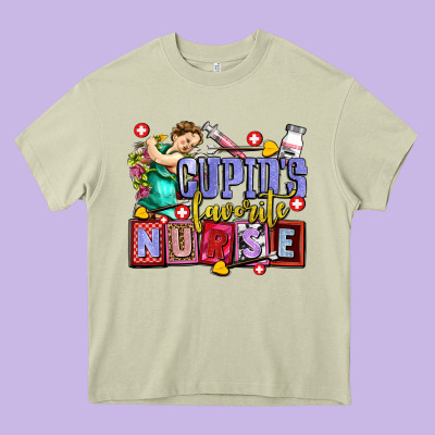 Cupids Favorite Nurse Olivia Heavy Core Tee Designed By Oliviacreatesart