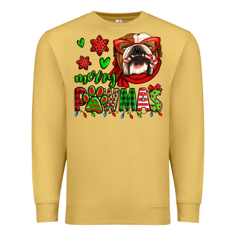 Merry Pawmas Christmas Bulldog Premium Sweatshirt by Jasminsmagicworld | Teevron