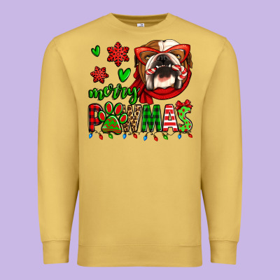 Merry Pawmas Christmas Bulldog Premium Sweatshirt Designed By Jasminsmagicworld