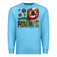 Ocean Blue merry pawmas christmas bulldog Premium Sweatshirt - Jasminsmagicworld