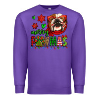 Purple merry pawmas christmas bulldog Premium Sweatshirt - Jasminsmagicworld