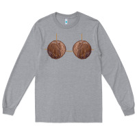 Heather Grey coconut bra easy adult halloween tiki party costume t shirt Long Sleeve Tee - linhVisuals