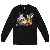 Black Happy Easter Long Sleeve Tee - CowhideDigitalArt