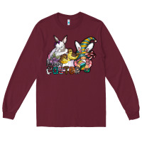 Burgundy Happy Easter Long Sleeve Tee - CowhideDigitalArt