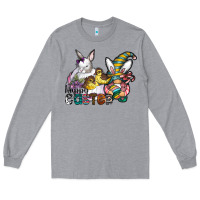 Heather Grey Happy Easter Long Sleeve Tee - CowhideDigitalArt