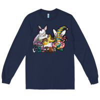 Navy Happy Easter Long Sleeve Tee - CowhideDigitalArt