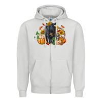Dove Grey Fall black angus Zipper Hoodie - RanaPortraitStore