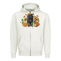 Oatmeal Heather Fall black angus Zipper Hoodie - RanaPortraitStore