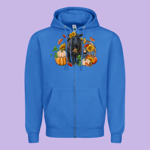 Fall Black Angus Zipper Hoodie Designed By Ranaportraitstore