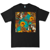 Black western horse and sunflower seamless pattern Premium Tee - FaDigitalArtStudio