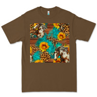 Cacao western horse and sunflower seamless pattern Premium Tee - FaDigitalArtStudio