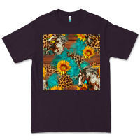Plum western horse and sunflower seamless pattern Premium Tee - FaDigitalArtStudio