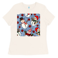 Bone christmas snowman seamless pattern Ladies Tee - BundleAndBundleShop