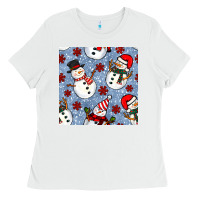 White christmas snowman seamless pattern Ladies Tee - BundleAndBundleShop