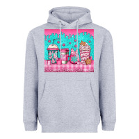 Heather Grey pink christmas coffee Heavyweight Hoodie - Jasminsmagicworld