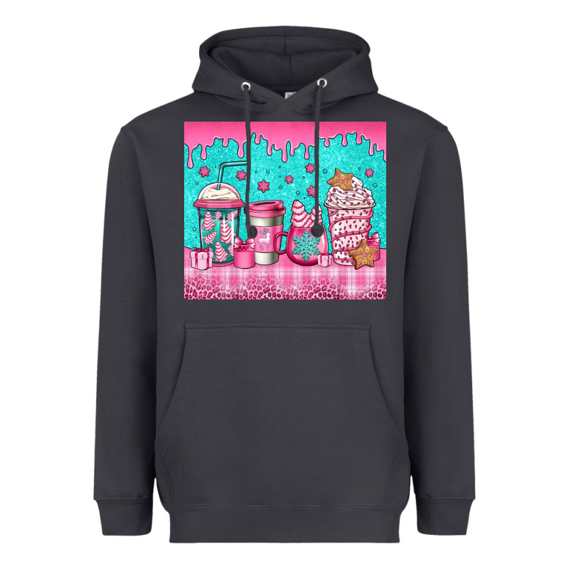 Pink Christmas Coffee Heavyweight Hoodie by Jasminsmagicworld | Teevron