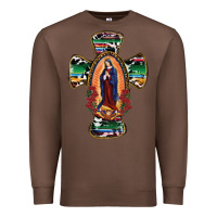 Chestnut Our Lady Of Guadalupe Cross Premium Sweatshirt - RanaPortraitStore