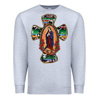 Heather Grey Our Lady Of Guadalupe Cross Premium Sweatshirt - RanaPortraitStore