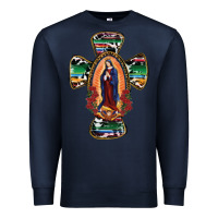 Navy Our Lady Of Guadalupe Cross Premium Sweatshirt - RanaPortraitStore