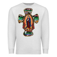 Oatmeal Heather Our Lady Of Guadalupe Cross Premium Sweatshirt - RanaPortraitStore