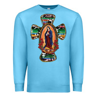 Ocean Blue Our Lady Of Guadalupe Cross Premium Sweatshirt - RanaPortraitStore